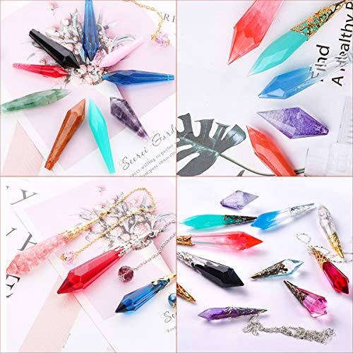 Suhome Crystal Resin Molds,15 PCS Silicone Molds for Resin, Pendulum Resin Pendant Molds for Making Necklace, UV - color: Pendant