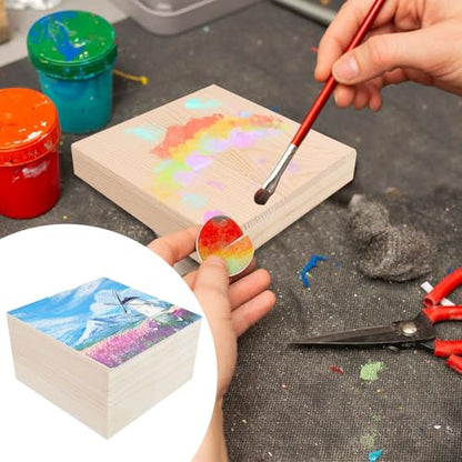 MY MIRONEY 2Pcs Wooden Unfinished Storage Box with Top Lid 4.72" x 4.72" Square Wooden Pine Box DIY Craft Stash Boxes Gift Box for Arts Hobbies and Home Storage - size: 4.72" x 4.72"