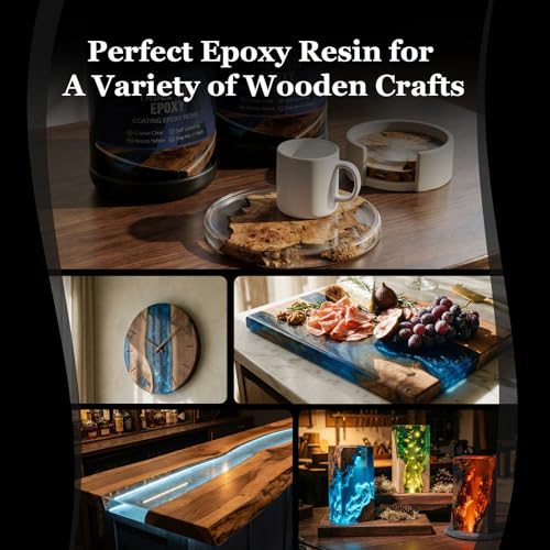KISREL Table Top Epoxy Resin Kit 1 Gallon (1:1 ratio) - Crystal Clear Epoxy with High Gloss, UV-Resistance & Self Leveling for Bar and Table Top, Wood Coating, Resin Art, Use with Pigment, Alcohol Ink - size: 128 Ounce (Pack of 1)