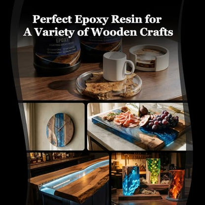 KISREL Table Top Epoxy Resin Kit 1 Gallon (1:1 ratio) - Crystal Clear Epoxy with High Gloss, UV-Resistance & Self Leveling for Bar and Table Top, Wood Coating, Resin Art, Use with Pigment, Alcohol Ink - size: 128 Ounce (Pack of 1)
