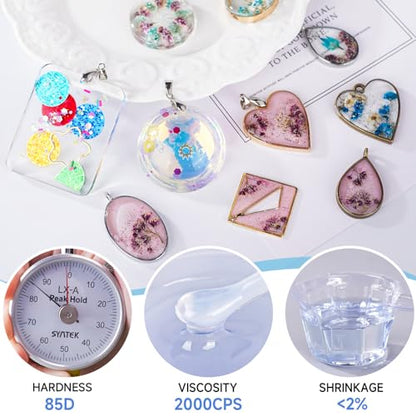LET'S RESIN UV Resin, 1500g Odorless, Low Shrinkage, Clear Ultraviolet Epoxy Resin with Silicone Measuring Cups, for Jewelry, Molds, Craft Decoration - size: 1500g