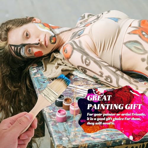 TEHAUX 5pcs Wood Handle Paint Brush Set Thick Bristles Painting Tools for Oil Watercolor Gouache Art Supplies Suitable for Home Improvement and Artistic Use