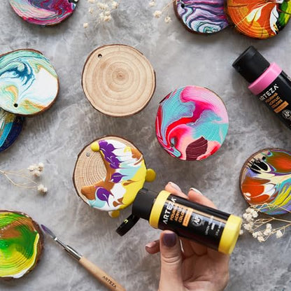 ARTEZA Acrylic Pouring Paint - 2oz (60 ml) Neon Purple, High Flow, No Mixing Needed, For Canvas, Glass, Paper, Wood, Tile, Stones - color: Neon Purple, size: 2 Fl Oz (Pack of 1)