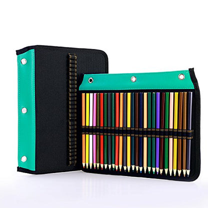 YOUSHARES 54 Slots Pencil Sleeve - Standard 3 Ring Binder Designed Pencil Page Compatible with 216 Slots Pencil Case for Watercolor Pencil, Gel Pen & Cosmetic Brush (Green) - color: Layer Green