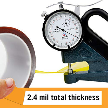 Kapton Tape, Heat Resistant Tape, 1 Mil Polyimide Film Tape,6 in x 36 yd. for 3D Printer Surface, Soldering, Insulation and Bonding - No Residue. - size: 6"(150mm)-36yds-1 Roll