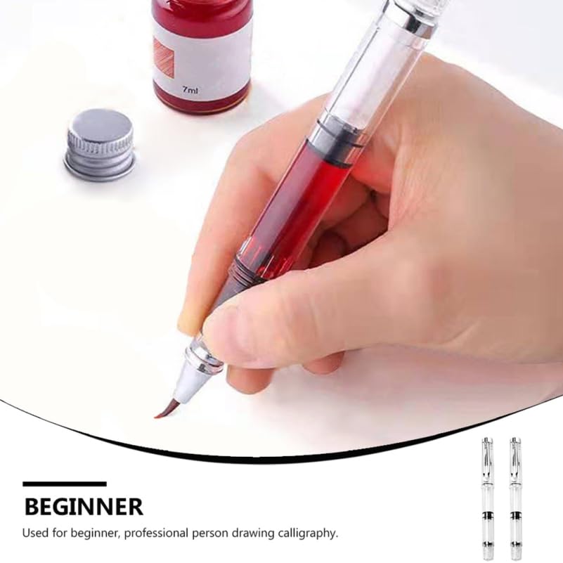 NUOBESTY 5Pcs Stationery fountain pen student Refillable Fountain Pen plastic wolf hair office Brush Pen water paint brush pens soft brush Paint Calligraphy Brush Pen refillable
