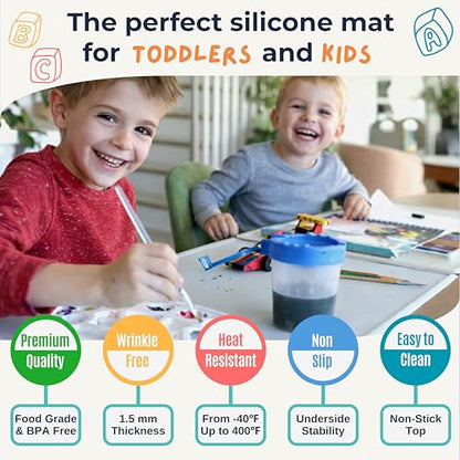 Silicone Craft Mat for Painting, PlayDoh and Art Projects with Angle-Protective Safety Edge – Toddlers & Kids Placemat – Non-Slip & BPA-Free Food Mat – 1.5mm Thick, 24"x16", Sage Green - color: Sage Green, size: 24"L x 16"W