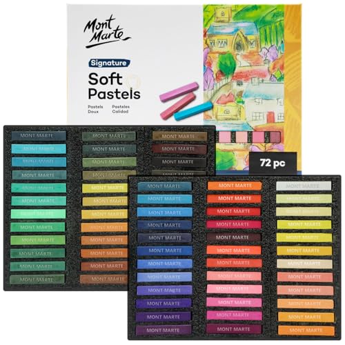 Mont Marte Soft Pastels Signature 72pc, Set of 72 Assorted Colored Pastel Sticks, Vibrant and Blendable, Ideal for Art, Craft, Drawing, Sketching - color: Multicolor, size: 72 Count (Pack of 1)