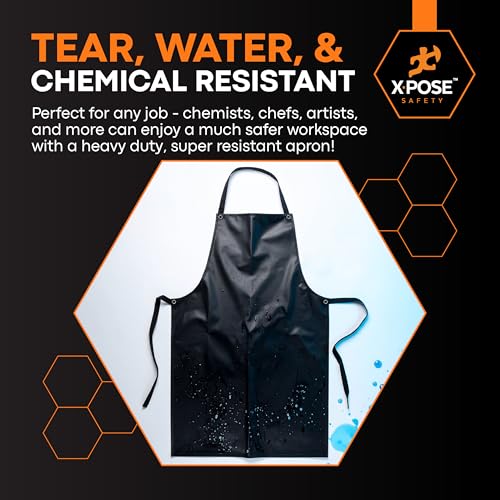 Xpose Safety Heavy Duty Vinyl Waterproof Aprons, White - For Home, Industrial and Commercial Use - Chemical Resistant - color: Black, style: 2 Pack