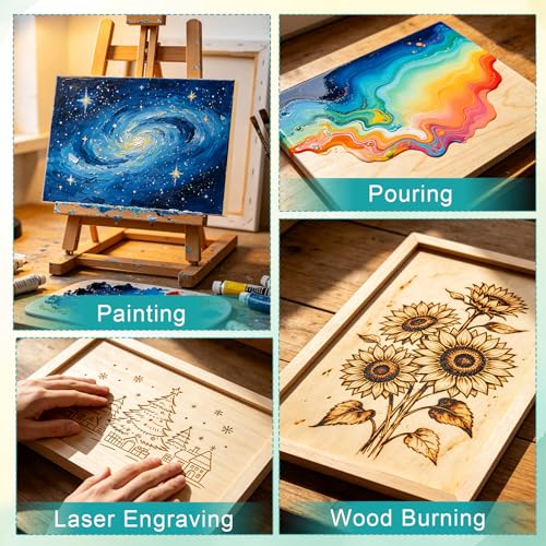 ESRICH 8x10 Inch Wood Panels for Painting, 2 Pack Craft Wood Canvas Boards, Blank Unfinished Wooden Art Board for DIY Art Creations Such as Painting, Acrylic Pouring, Resin, Burning, Collage, etc. - size: 8x10IN-2Pack