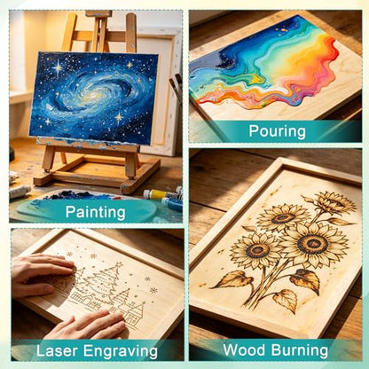 ESRICH 8x10 Inch Wood Panels for Painting, 2 Pack Craft Wood Canvas Boards, Blank Unfinished Wooden Art Board for DIY Art Creations Such as Painting, Acrylic Pouring, Resin, Burning, Collage, etc. - size: 8x10IN-2Pack