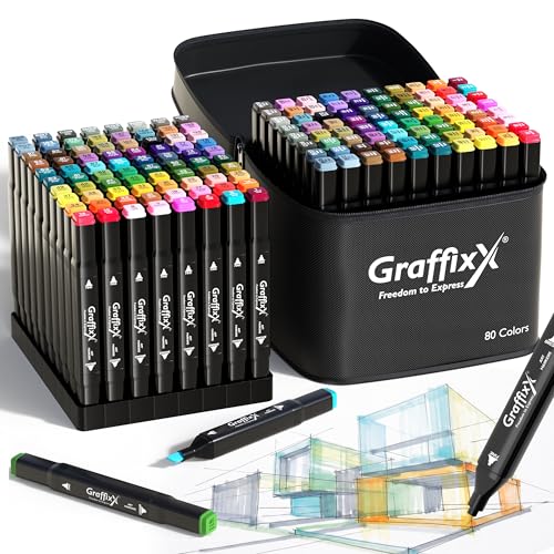 80 Colors Alcohol Markers Set – Dual Tip Art Markers for Drawing & Illustration | Refillable Marker Set for Artists – Adults Coloring Book