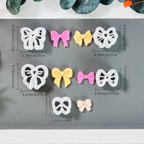 Xaekicr Polymer Clay Cutters Bow Set – 5PCS Cute Bow Clay Cutters for Polymer Clay Jewelry, Sweet Ribbon Clay Earring Cutters Shapes, DIY Clay Tools for Earrings, Charms and Crafts - color: F color