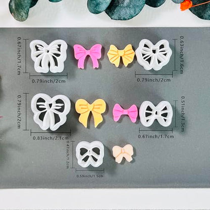Xaekicr Polymer Clay Cutters Bow Set – 5PCS Cute Bow Clay Cutters for Polymer Clay Jewelry, Sweet Ribbon Clay Earring Cutters Shapes, DIY Clay Tools for Earrings, Charms and Crafts - color: F color