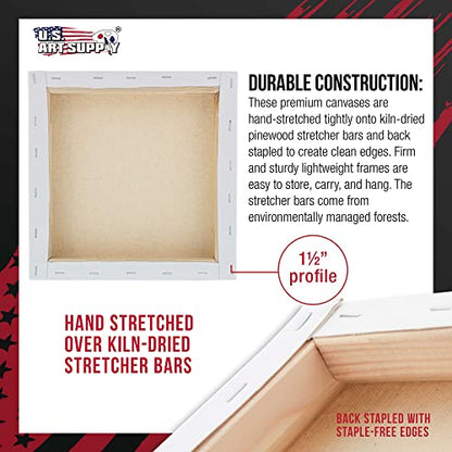 U.S. Art Supply Square Stretched Canvas for Painting 10x10 inch Gallery Depth 1-1/2" Thick, 4-Pack - 12oz Acrylic Gesso Triple Primed, Professional Artist Quality, 100% Cotton - Pouring, Oil Paint - size: 10" x 10"