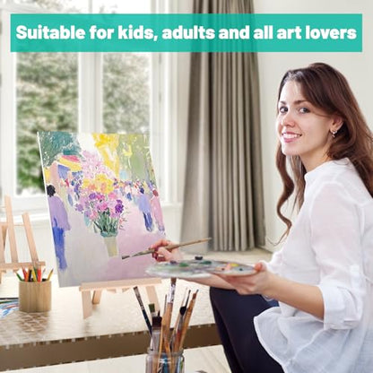 Canvas Boards 5-Pack 12"x16" – Flat Canvas Panels, Primed Polyester-Cotton Blank Canvas Set for Painting, Acrylic, Oil, Gouache & Tempera, Art Supplies for Students, Beginners & Home Studio