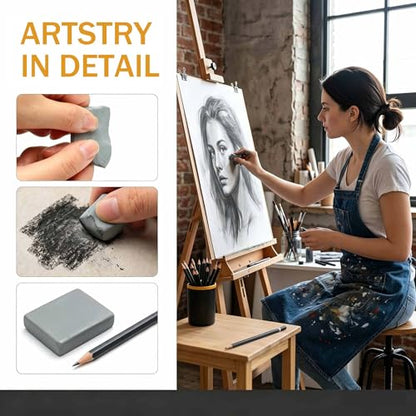 8 Pack Large Grey Kneaded Erasers Soft Pliable No Residue Art Erasers for Charcoal Pastel Graphite Sketching&Drawing Supplies