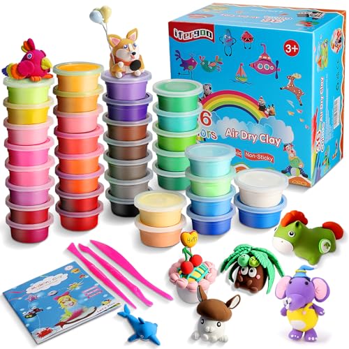 ifergoo Modeling Clay Kit - 36 Colors Magic Air Dry Clay for Kids, DIY Creative Modeling Toys with Sculpting Tools, Ultra Light & Soft, School Crafts & Party Favors, Gifts for Boys & Girls Ages 3-12 - color: 36 Colors