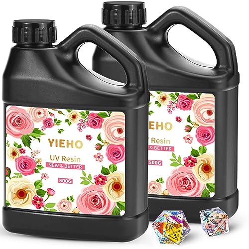 YIEHO UV Resin 1000g -Bulk Upgraded Crystal Clear Hard UV Fast Curing Epoxy Resin Supplies for Craft Jewelry Making 1KG - size: 1000g