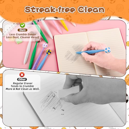 48 Pcs Cute Sport Bobblehead Eraser for Pencils Kawaii Erasers Cute Fun Cartoon Erasers Supplies Birthday Classroom Gifts - style: Sports