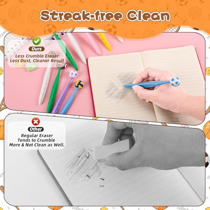 48 Pcs Cute Sport Bobblehead Eraser for Pencils Kawaii Erasers Cute Fun Cartoon Erasers Supplies Birthday Classroom Gifts - style: Sports