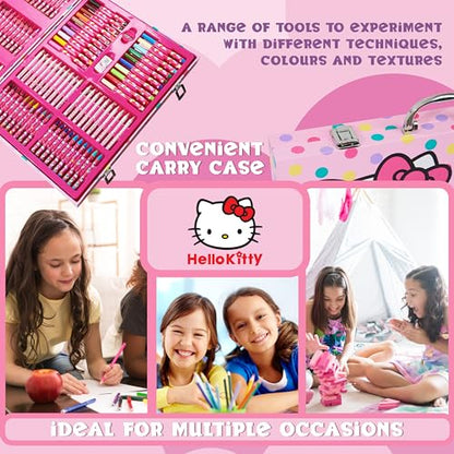 Hello Kitty Colored Pencils Art Supplies Drawing Kit School Supplies Painting Girls Drawing Pencils Art Kit Travel Case with Crayons Arts and Crafts for Kids 4-12