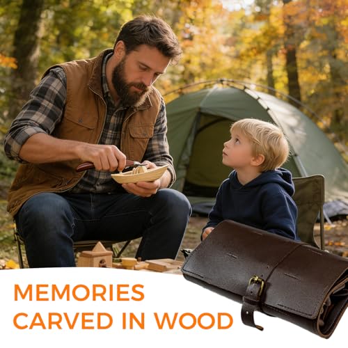 Wood Carving Kit, 68 PCS Complete Whittling Kit for Beginners Adults, 16 Wood Carving Knives, 8 Basswood Blocks, Leather Storage Bag, Gloves, Paints & Templates, DIY Carving Tools Gift Set