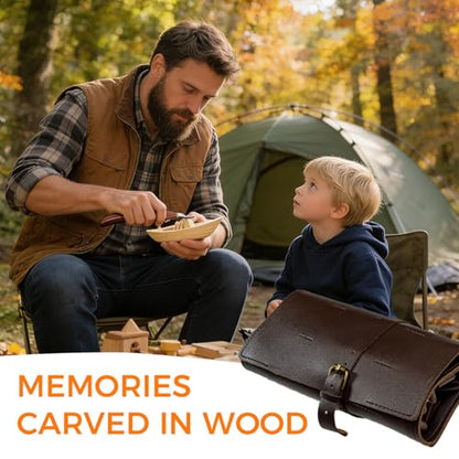 Wood Carving Kit, 68 PCS Complete Whittling Kit for Beginners Adults, 16 Wood Carving Knives, 8 Basswood Blocks, Leather Storage Bag, Gloves, Paints & Templates, DIY Carving Tools Gift Set