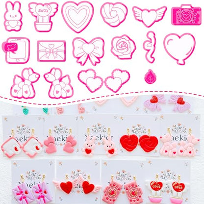Valentine’s Day Polymer Clay Cutters Set – Romantic Polymer Clay Molds, Clay Cutters, Clay Earring Cutters, Clay Tools - color: 2H color