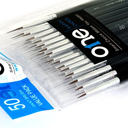 50 Pcs Pack of Synthetic Fine Detail Paint Brushes Set for Miniature, Scale Model, Art Painting in Acrylic, Oil, Watercolor - Pointed Round (Size #00 (Small)) - size: Size #00 (Small)