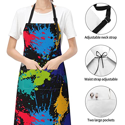 Puppy Dogs Waterproof Adjustable Bib Apron with 2 Pockets, Cooking Gardening Grilling Kitchen Chef Apron for Women - color: Artistic Graffiti