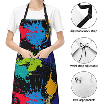 Puppy Dogs Waterproof Adjustable Bib Apron with 2 Pockets, Cooking Gardening Grilling Kitchen Chef Apron for Women - color: Artistic Graffiti