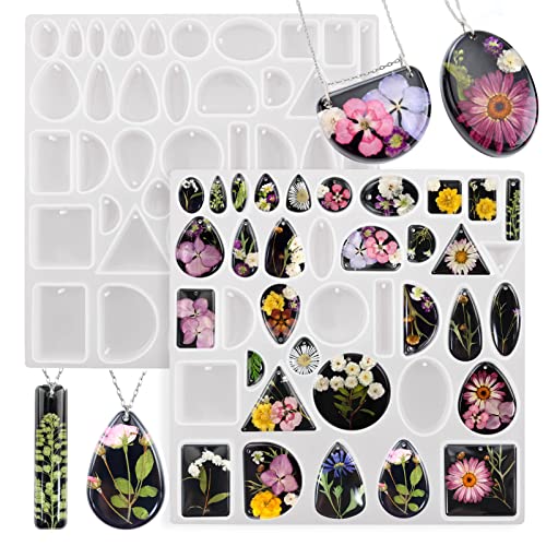 2Pcs Resin Jewelry Molds, Jewelry Pendant Mold for Epoxy Casting, Silicone Resin Molds, Pendant Earrings Necklace Keychain Mould for DIY Jewelry Craft Making - color: 2x Pendant