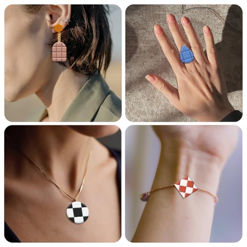 15Pcs Square Polymer Clay Cutters Checkered Grid Clay Earrings Cutters Polymer Jewelry Cutter for Earrings Making Birthday Party DIY Supplies - style: Checkered
