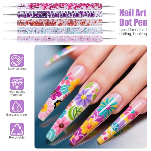 Artdone 38Pcs Nail Striping Tape Lines Kit With Nail Art Pens Dotting Tools And Liner Brushes For Gel Polish Small Detail Drawing Design Paint - color: 38Pcs Color Set