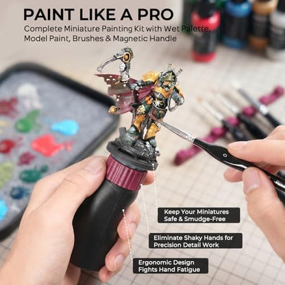 Nicpro All-in-One Miniature Painting Kit, Including 36 Colors Model Paint, Wet Palette, 16PCS Detail Paint Brushes Drybrush with Bag, Magnetic Painting Handle, Sponges, Pallet Paper, Brush Holder - color: 36 Model Paint + Wet Palette