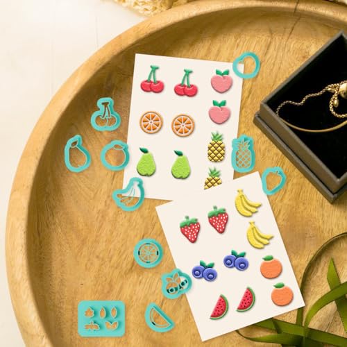 beinkmake 17Pcs Fruit Polymer Clay Cutters Clay Earrings Cutters Pineapple Banana Orange Polymer Jewelry Cutter for Earrings Making Birthday Party DIY Supplies - style: Fruit