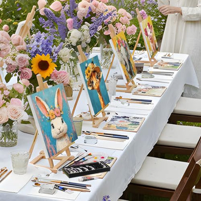 Cholemy 36 Pcs Paint and Sip Kit for Adults 8''x10'' Pre Drawn Canvas for Painting DIY Afro Acrylic Painting Kit Wood Easel Brushes Date Night Bulk for Summer 4th of July Party Gift(Flower Animals) - style: Flower Animals