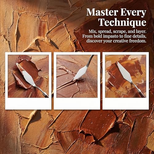 5pcs Palette Knife Painting Stainless Steel Spatula Wood Handle | Oil Paint Knives, for Oil Painting, Acrylic Painting, Paint Mixing, Texture Art, Canvas and Artist Use