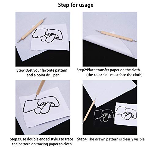 100 Pcs Carbon Transfer Paper with 5 Pcs Embossing Styluses Tools 11.7 X 8.3 Inch Copy Paper for Tracing Pattern on Wood Paper Canvas Cloth (White) - color: White