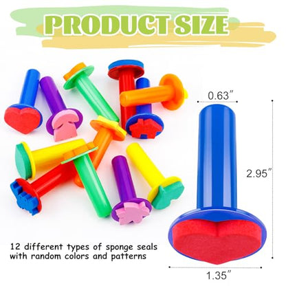 24Pcs Paint Stamps for Kids, Sponge Brushes for Painting, Sponge Foam Stamps for Early Learning Finger Paint Sponge Brushes Foam Art Drawing Tools - style: 3F-StamperSponge24PCS