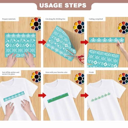 2 Sheets Silk Screen Stencil, The Cow Consumes Sunflowers Reusable Stencils Templates Self-Adhesive Silk Screen Printing for Wall Border Wood Fabric Home Craft Decor - style: Cow Sunflowers