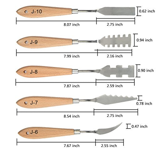 FOCCTS 13 Pcs Palette Knife Set, Stainless Steel Spatula Knives, Wooden Handle Painting Pallet Knife Set for Oil, Acrylic Mixing, 13 Distinctive Blade Shapes