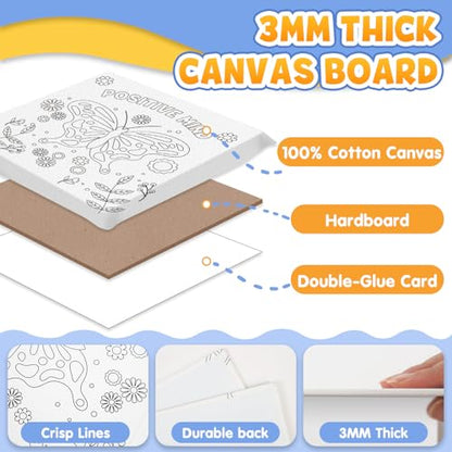 CONDA 12 Pcs Pre Drawn Canvas to Paint 6x6 Inch, Animal Pre Printed Canvas for Painting for Beginners Students, DIY Paint Art Supplies, Painting Canvas Panels and Sip Kit - color: Animal Canvas