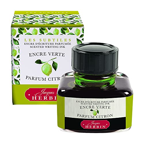 Elban HERBIN hb13736 Scented Ink, 1.0 fl oz (30 ml), for Fountain Pen, Glass Pen, Dip Pen, Lemon Green - color: Lemon Green, size: 1 fl oz