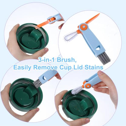 3 in 1 Cup Lid Cleaning Brush Set, Straw Cleaning Brushes, 3 Pcs Portable Cup Cleaner Brush, Multifunctional Bottle Clean Brushes Set for Tight Spaces, Bottle Gaps, Travel Mugs