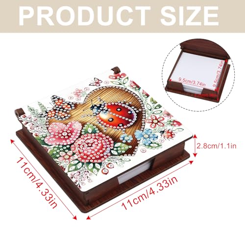 Diamond Painting Kit memo Box, Diamonds Art DIY Seven-Spotted Ladybug Patterns Sticky Note Box Special Shape Drill, with 160 Sticky Note, Ideal for Home Office Supplies, Handicrafts, Holiday Gifts - color: Seven-spotted ladybug