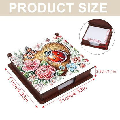 Diamond Painting Kit memo Box, Diamonds Art DIY Seven-Spotted Ladybug Patterns Sticky Note Box Special Shape Drill, with 160 Sticky Note, Ideal for Home Office Supplies, Handicrafts, Holiday Gifts - color: Seven-spotted ladybug