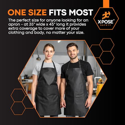 Xpose Safety Heavy Duty Vinyl Waterproof Aprons, White - For Home, Industrial and Commercial Use - Chemical Resistant - color: Black, style: 12 Pack