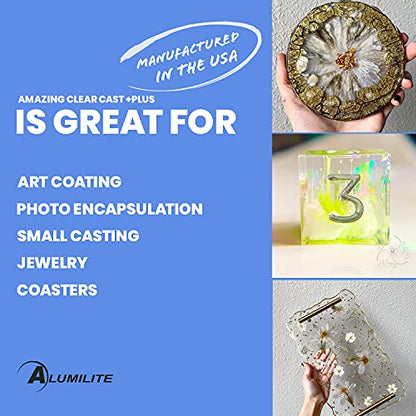 Alumilite Amazing Clear Cast Plus (1 Gal) Food Safe High-Gloss Epoxy Resin with UV Resistance, Perfect for Countertops, Coatings, Castings, Jewelry, Art, & DIY Projects Compatible with Dyes & Inks - size: 1 Gal